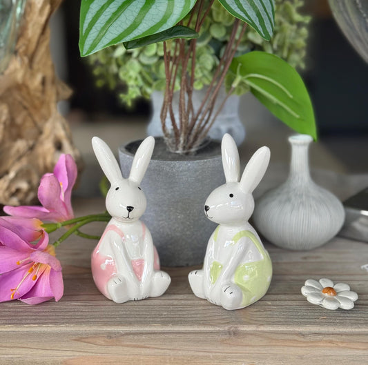 White Glossy Bunny Rabbits - 2 Sizes Available.