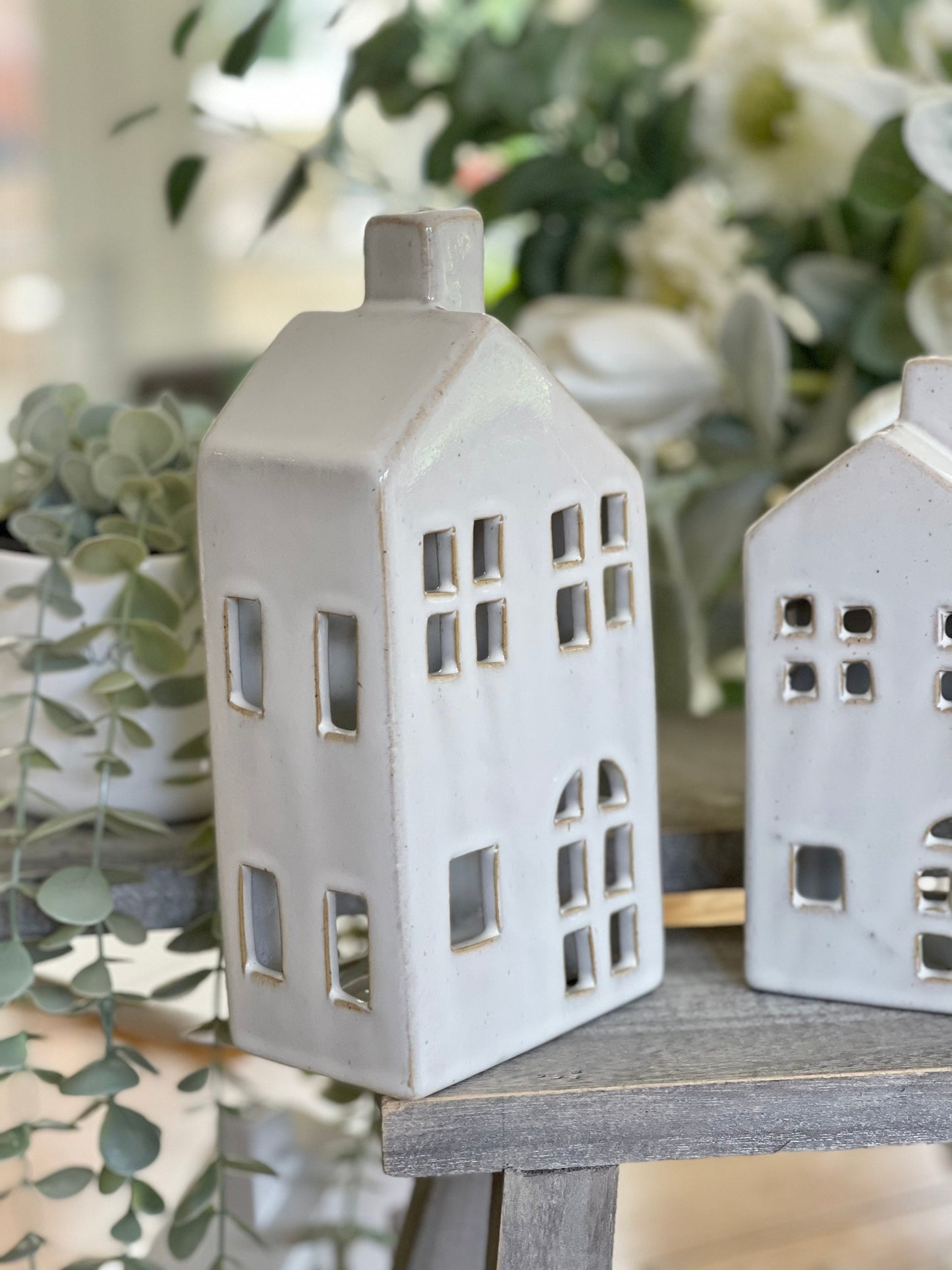 Glazed Ceramic Tea Light House - Available in 3 sizes