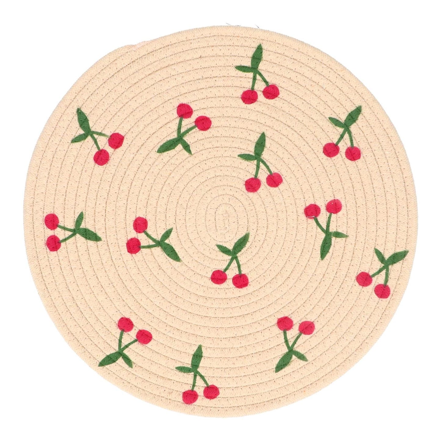 Fabric Round Placemat with Cherries - 38cm