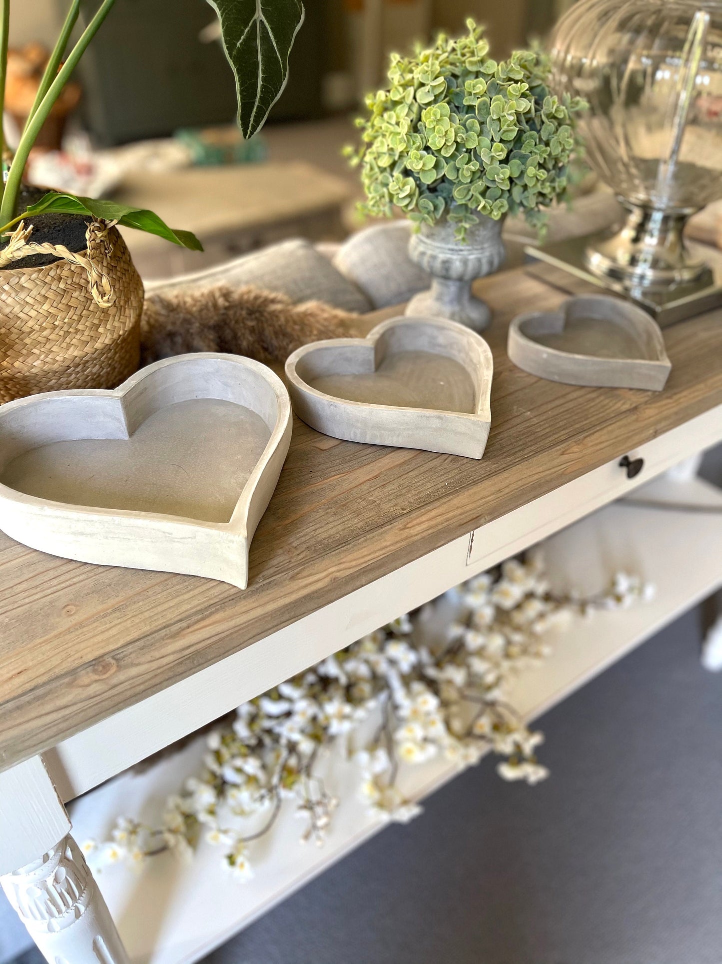 Cement Heart Tray  - 3 sizes