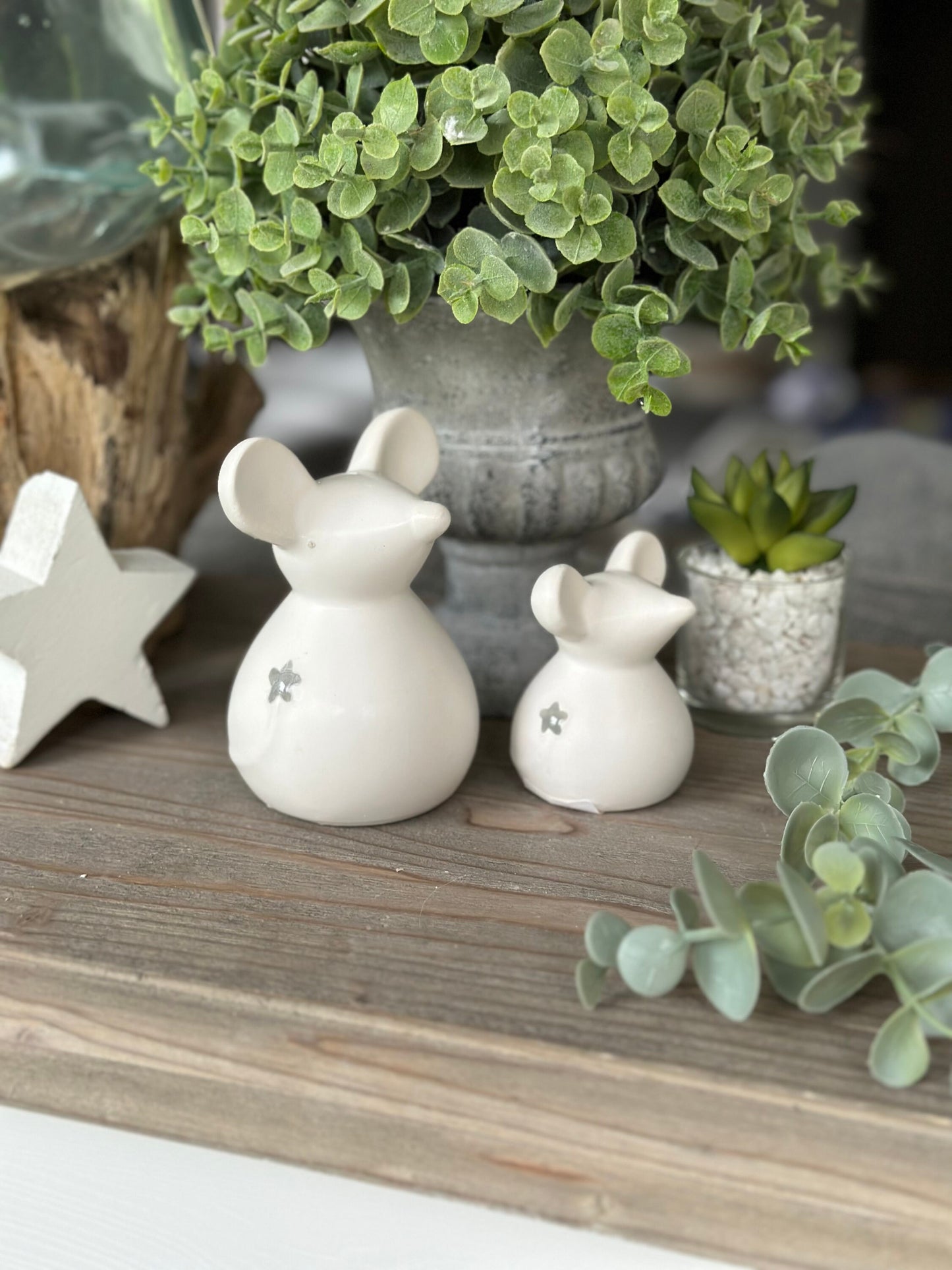 White Ceramic Mouse;  Available in 2 sizes.