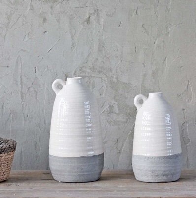 Biggie Best White/Grey Crackle Glazed Vase - 2 Sizes