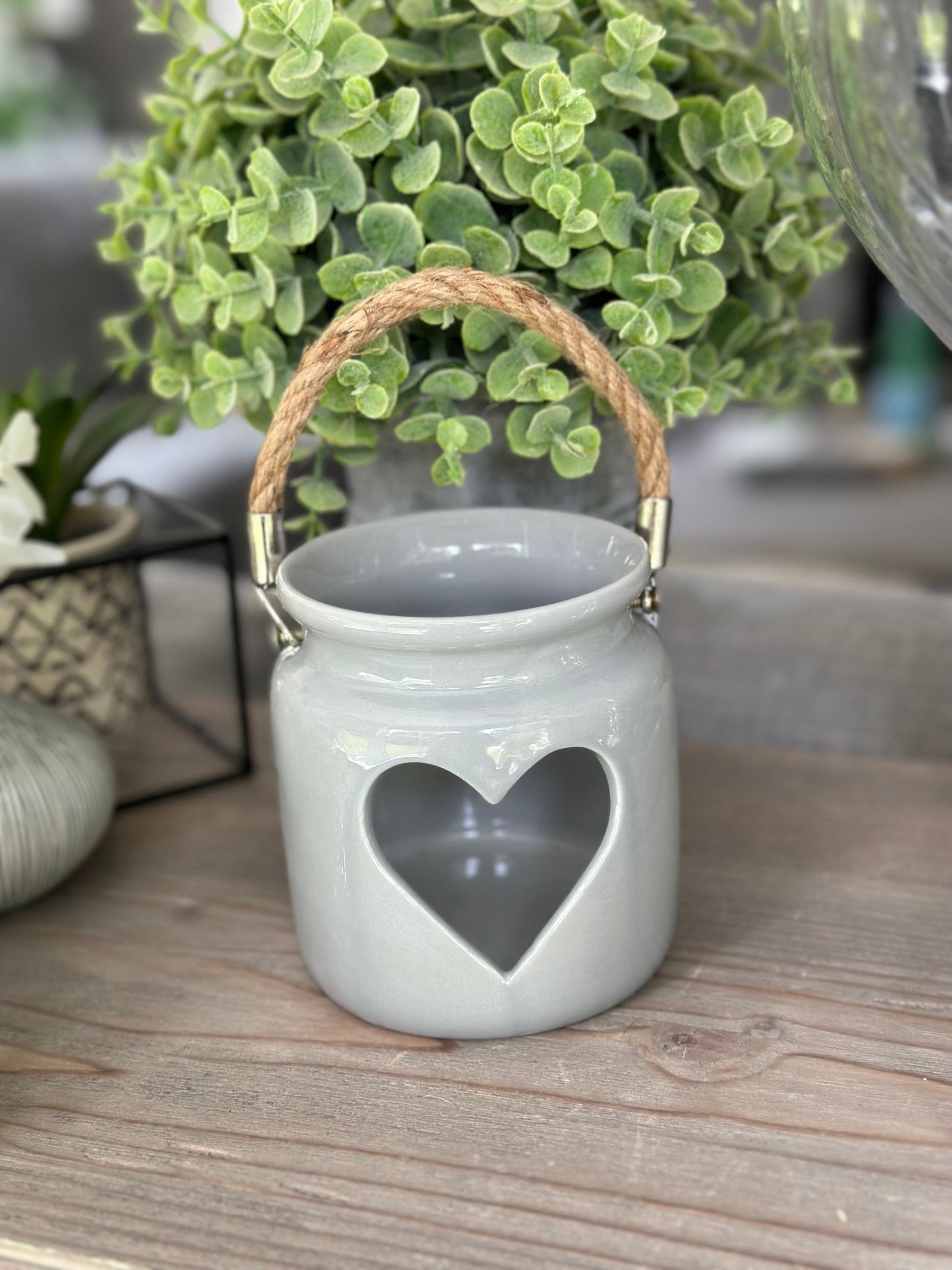 Grey Heart Lantern/ Tealights - 2 Sizes Available