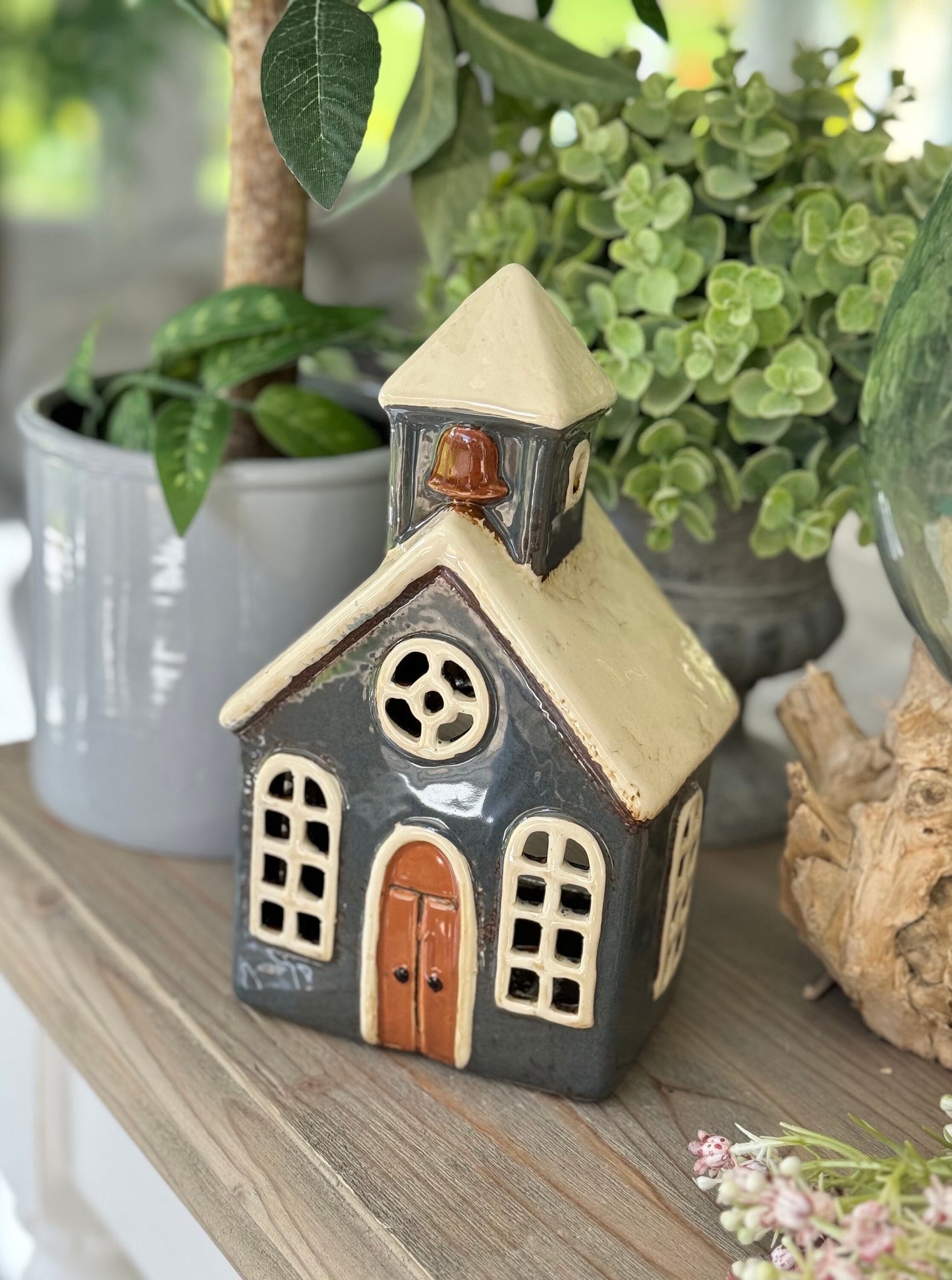 NEW! Blue/Grey Church Tealight House
