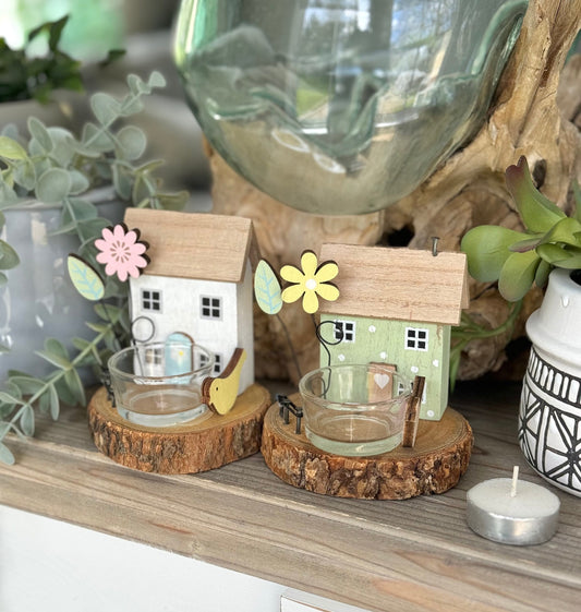 Wooden Tea Light House -  Available in 2 colour Options