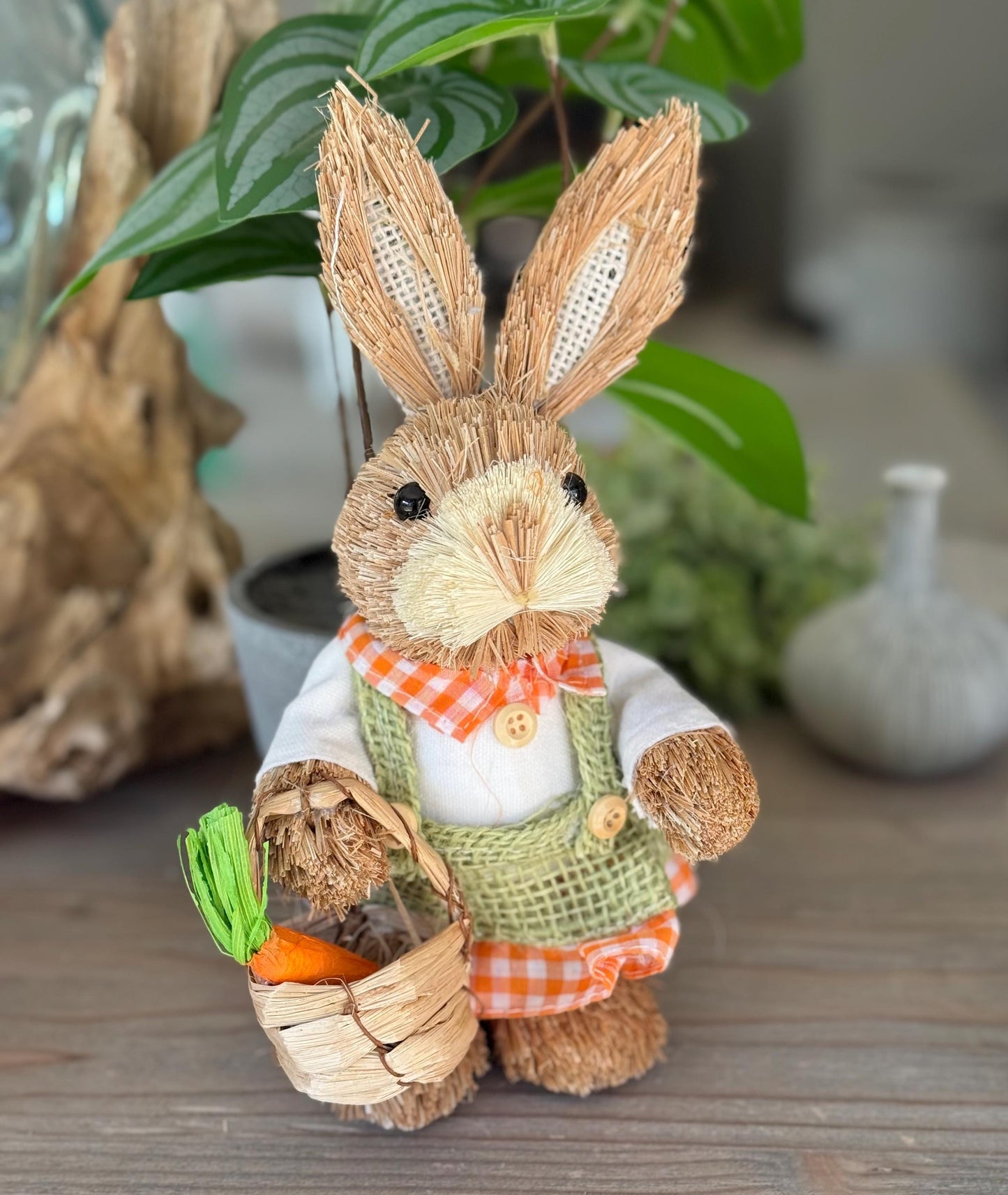 Mr and Mrs Bristle Bunny with Carrot/Basket - Sold Individually