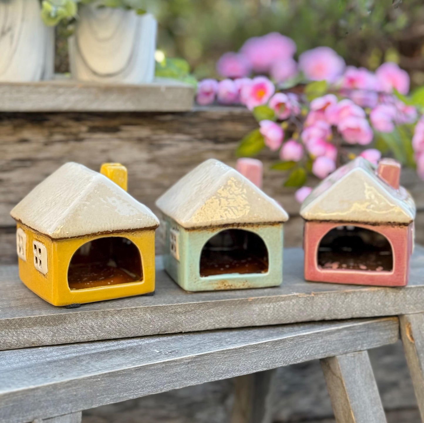 Mini Garden Village Tea Light House - 3 Colours Available