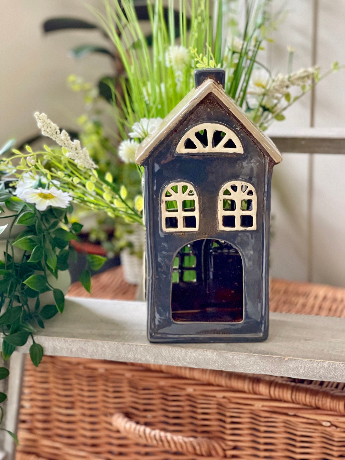 Ceramic House/Cottage Candle Holder - 26cm