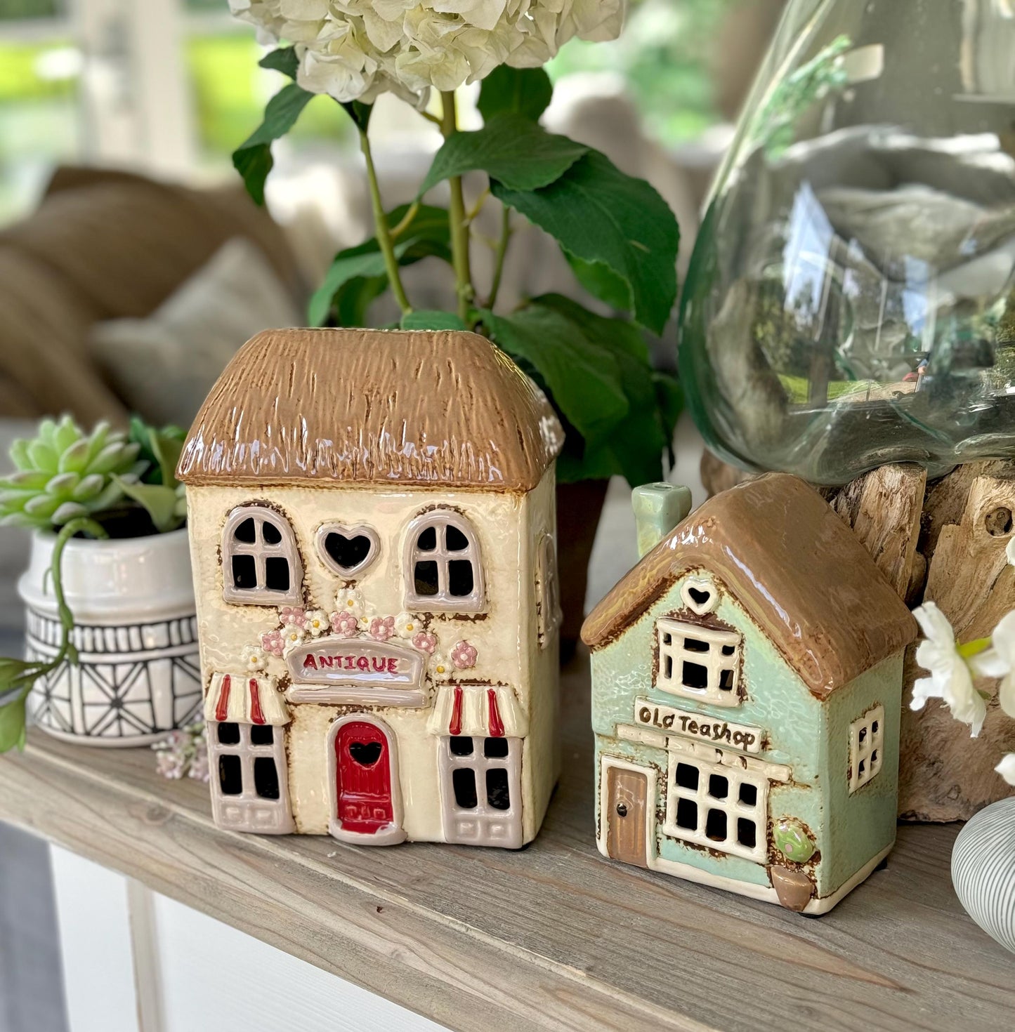 NEW! Ceramic Shop/Cottage Candle Holder -  Available in 2 designs