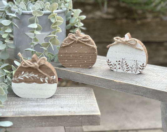 Autumn Wooden Pumpkins: available in 3 designs