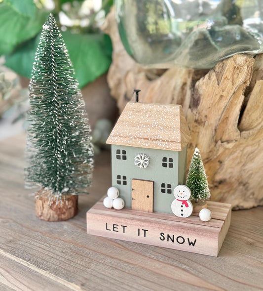 Christmas Festive Wooden Cottage "Let It Snow"