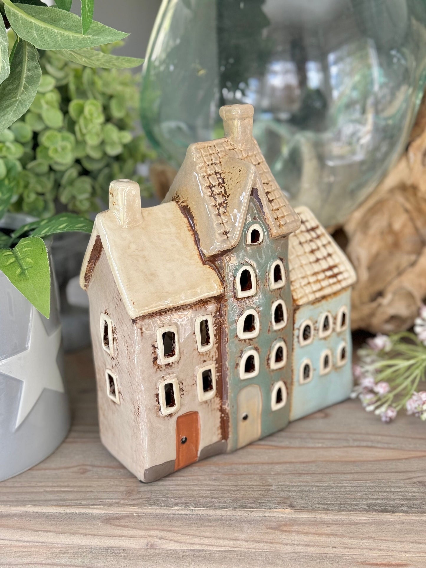 NEW! Tiled Three Houses Tealight Holder