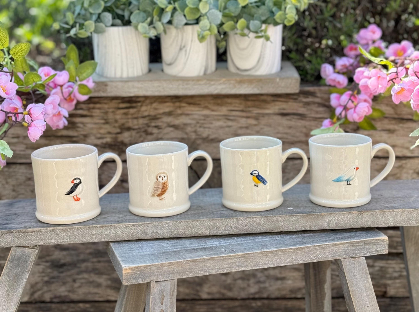 Gisela Graham Embossed Mini Mugs - Birds