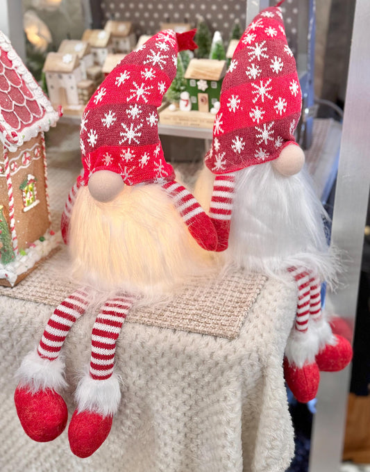 Festive Light Up Sitting Gonk with Red Hat