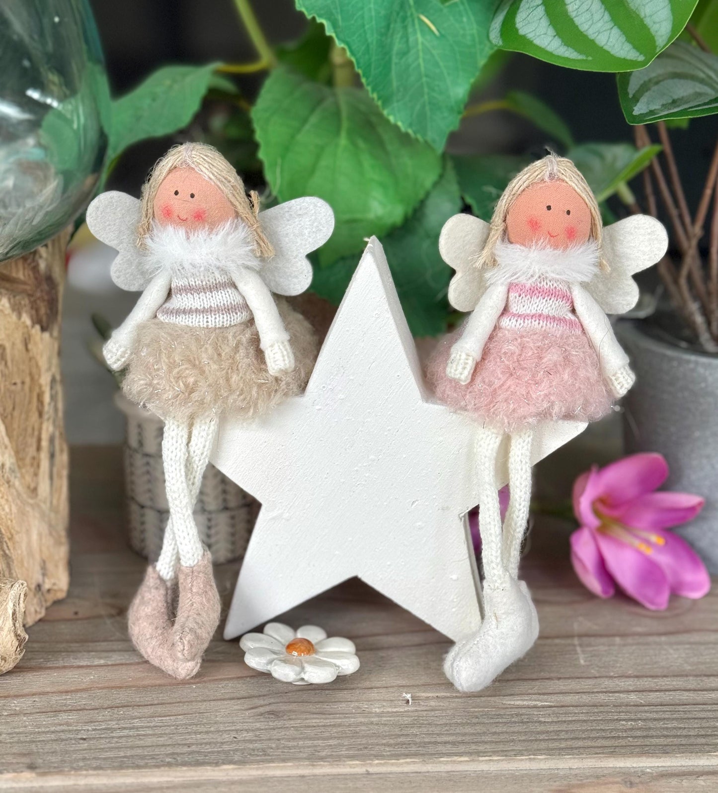 Soft Sitting Fairies with Boucle Skirt and Wings  - Available in 2 colours