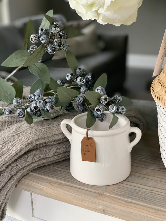 Ceramic Pot with 'For You' Tag -  White 8cm