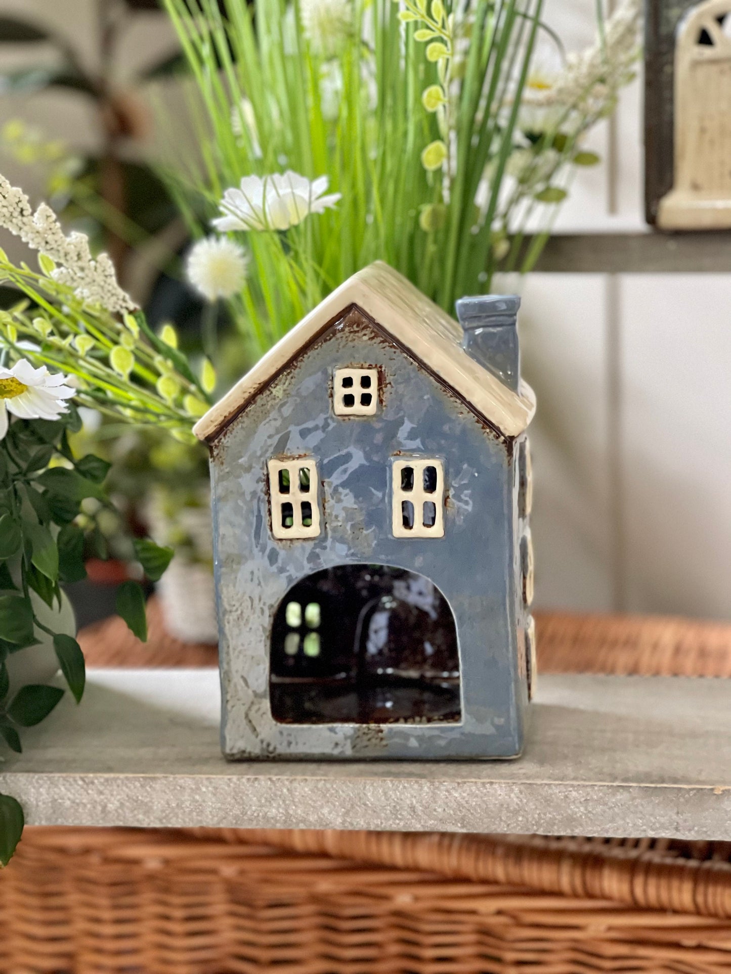 Ceramic House/Cottage Candle Holder - 18cm