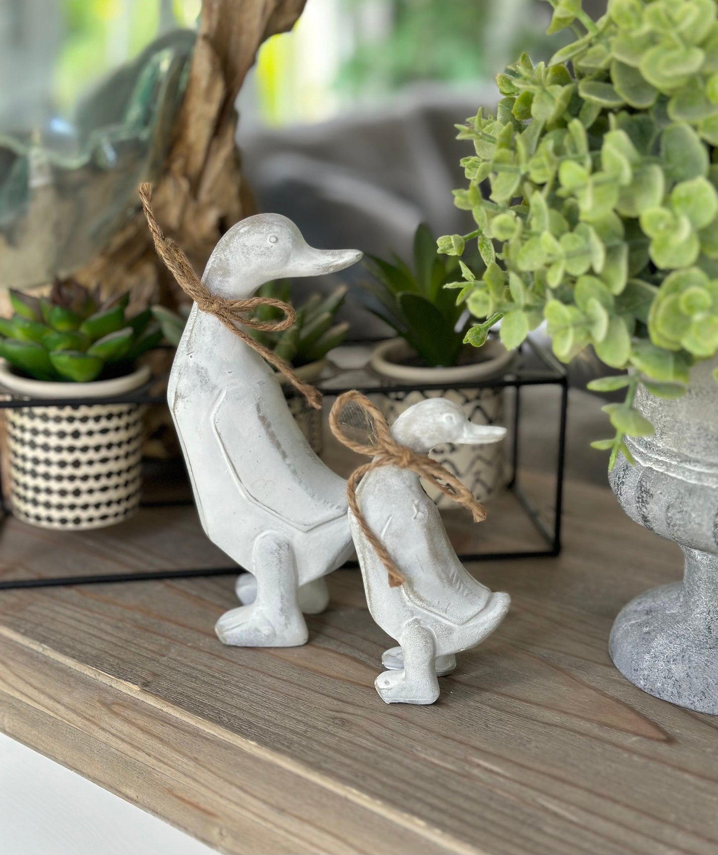 White Rustic Standing Ducks - Available in 2 sizes