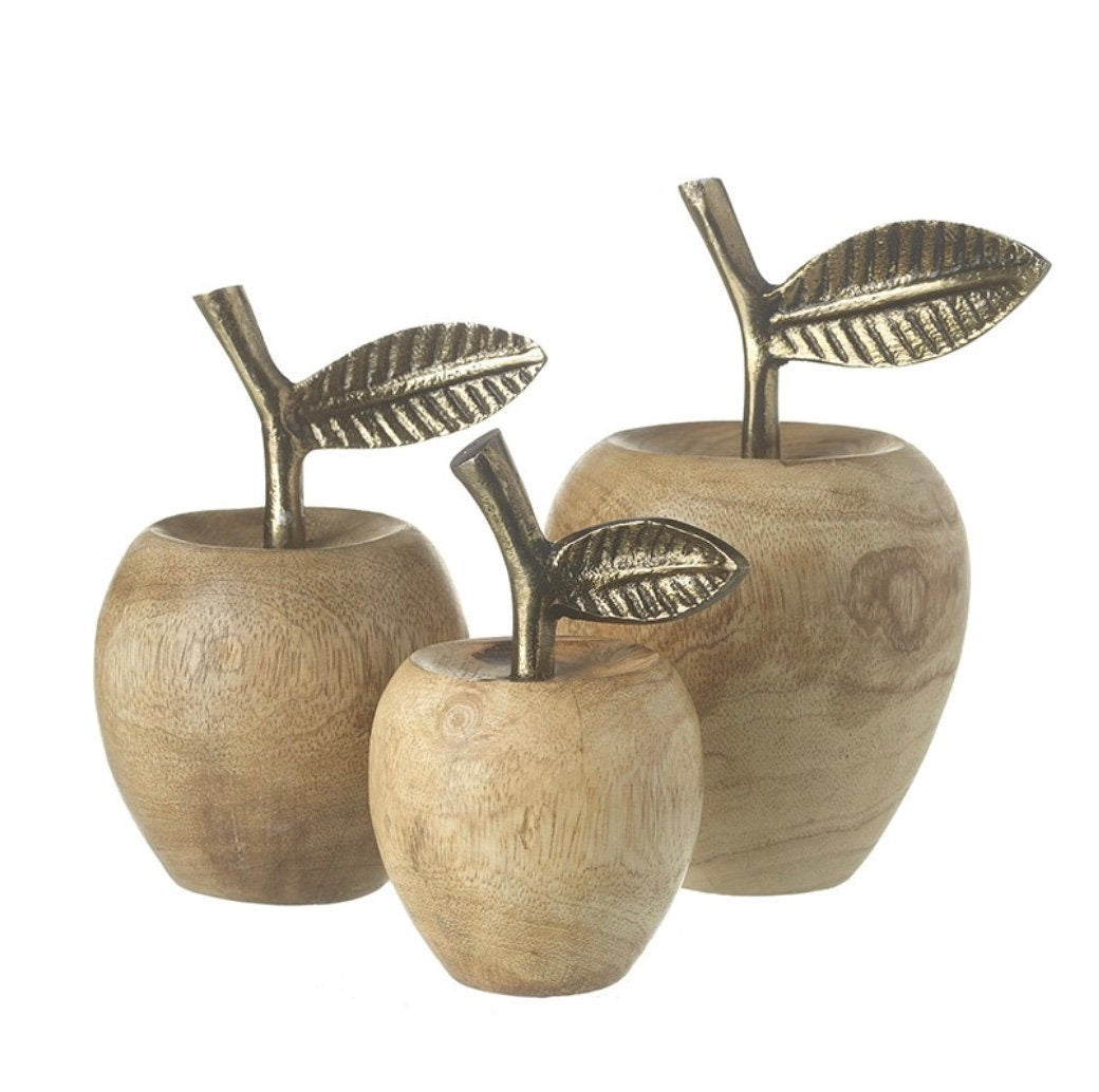 Solid Wooden Apples - Set of 3