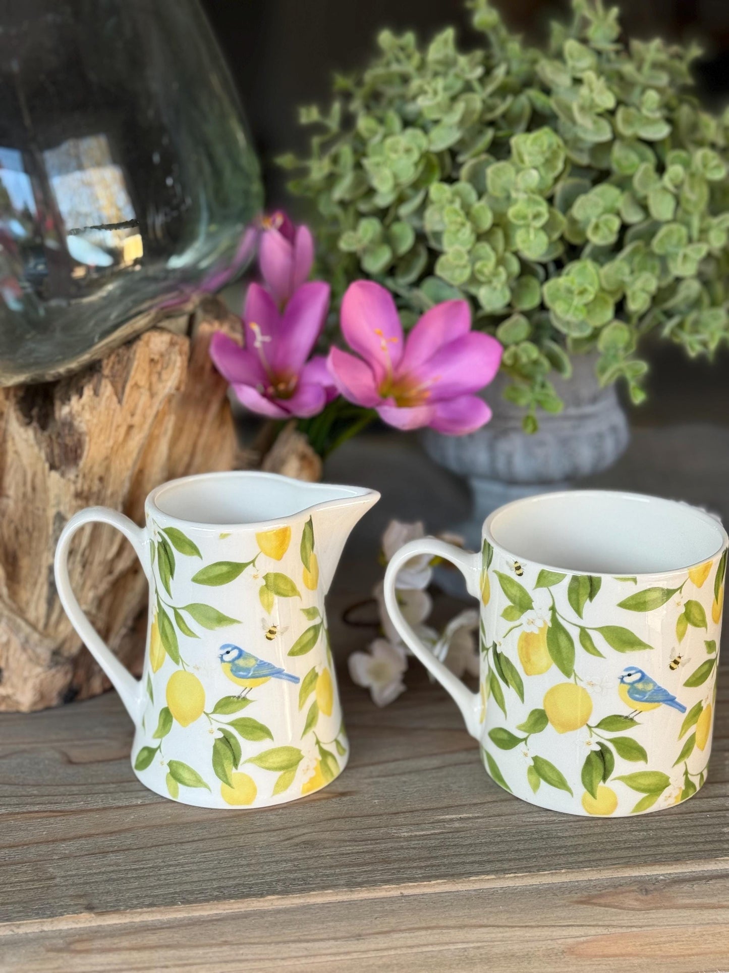 Bone China Mug- Lemons & Blue Tits