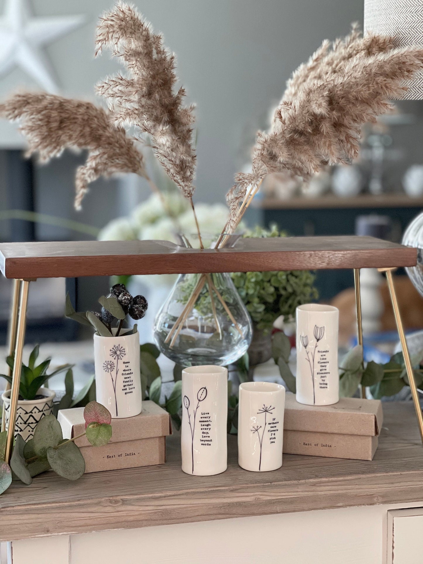 East of India Porcelain Vase - Live every moment