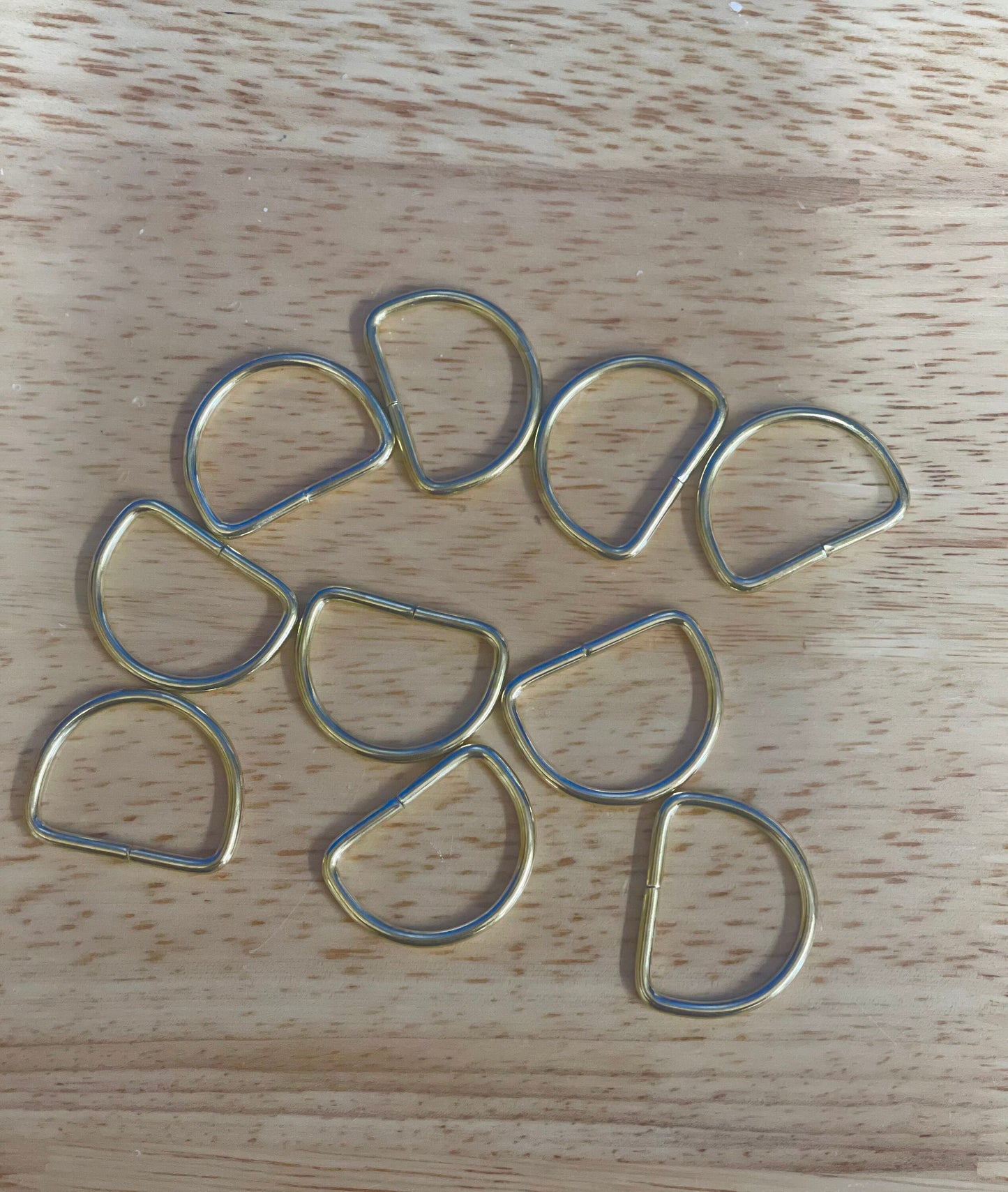 Brass or Chrome D Rings 20mm. Packs of 25.  FREE UK DELIVERY
