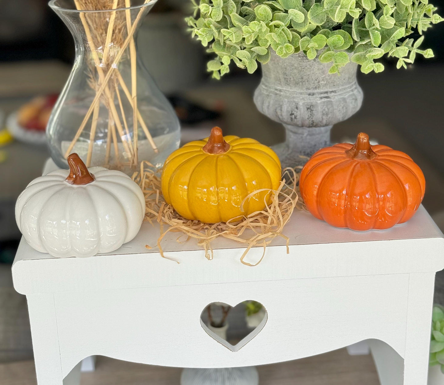 Glossy Ceramic Pumpkins - Choice of 3 Colours