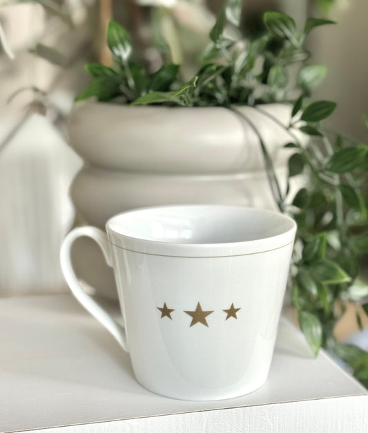 White Porcelain Mug with 3 Gold Stars