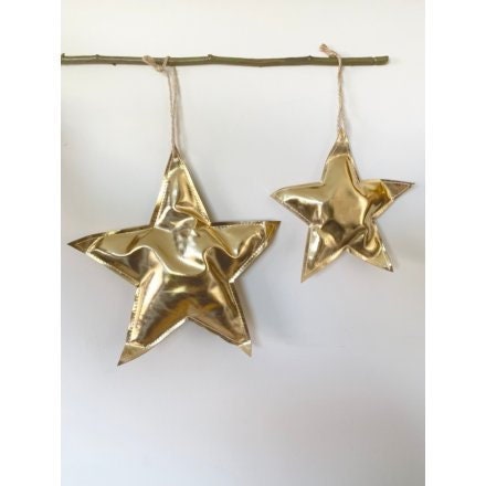 Various Sizes, Gold Fabric Star Hanging Decoration