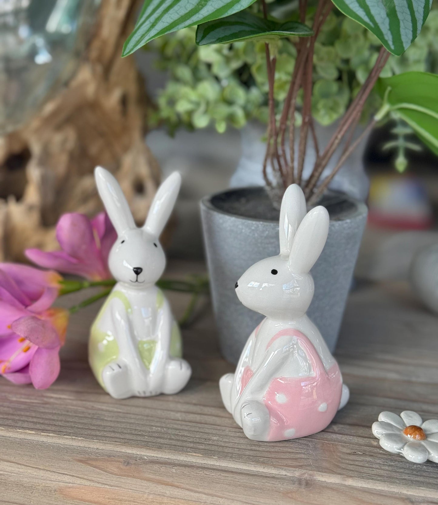 White Glossy Bunny Rabbits - 2 Sizes Available.