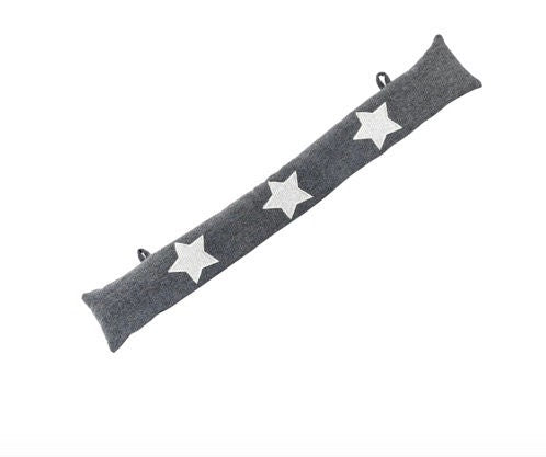 Grey Herringbone Draught Excluder - White Stars