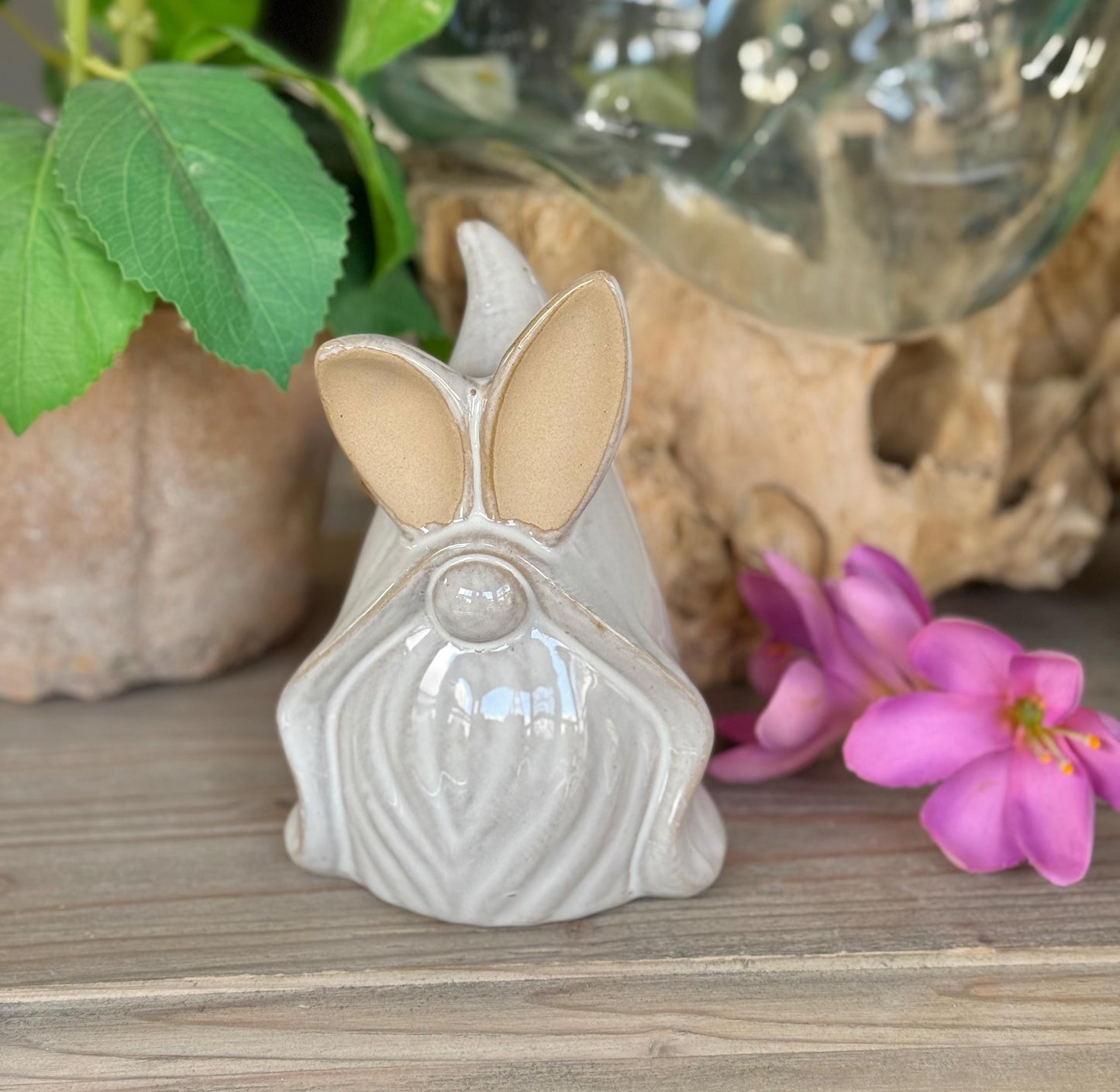 Glossy Ceramic Gnome Bunnies - Available in 3 Sizes