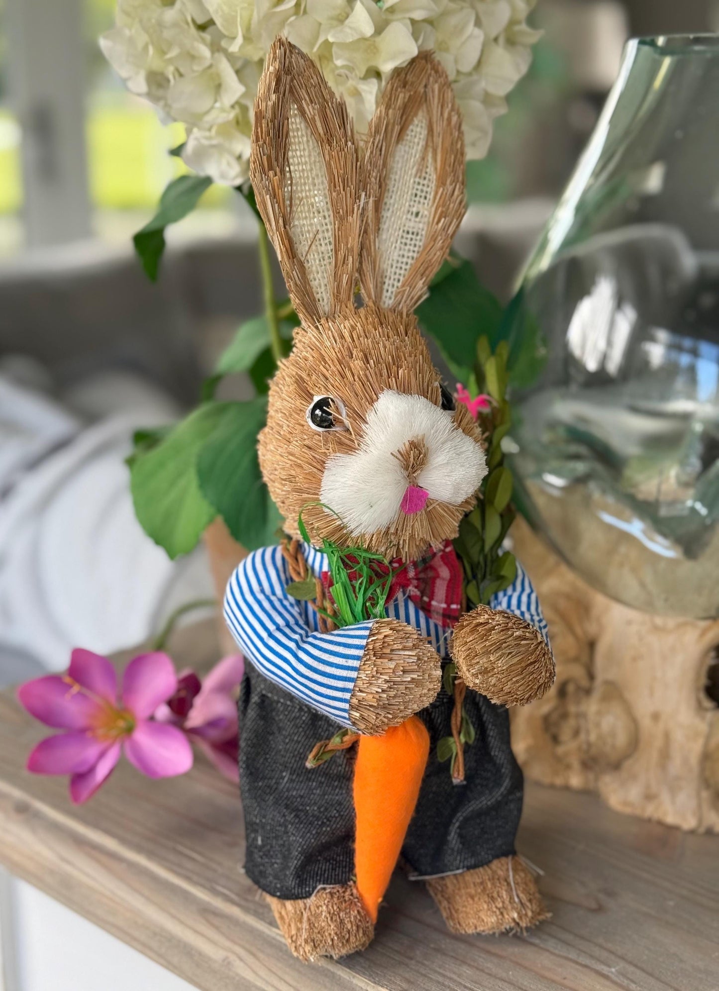 Mr and Mrs Bristle Bunny with Carrot/Basket - Sold Individually
