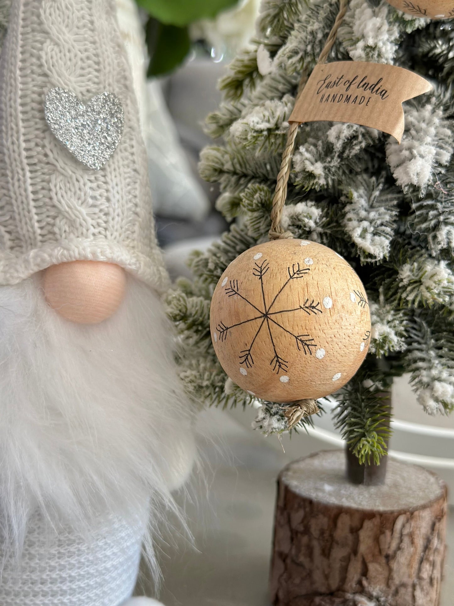 East of India Christmas Wooden Baubles - 4 Designs Available