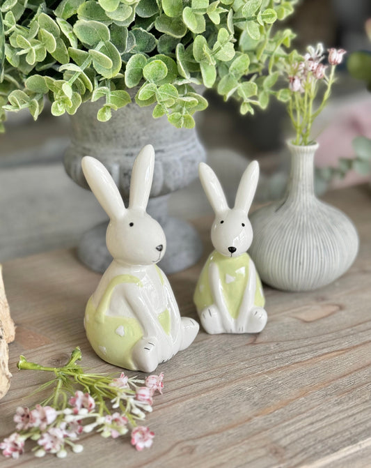 White Glossy Bunny Rabbits - 2 Sizes Available.