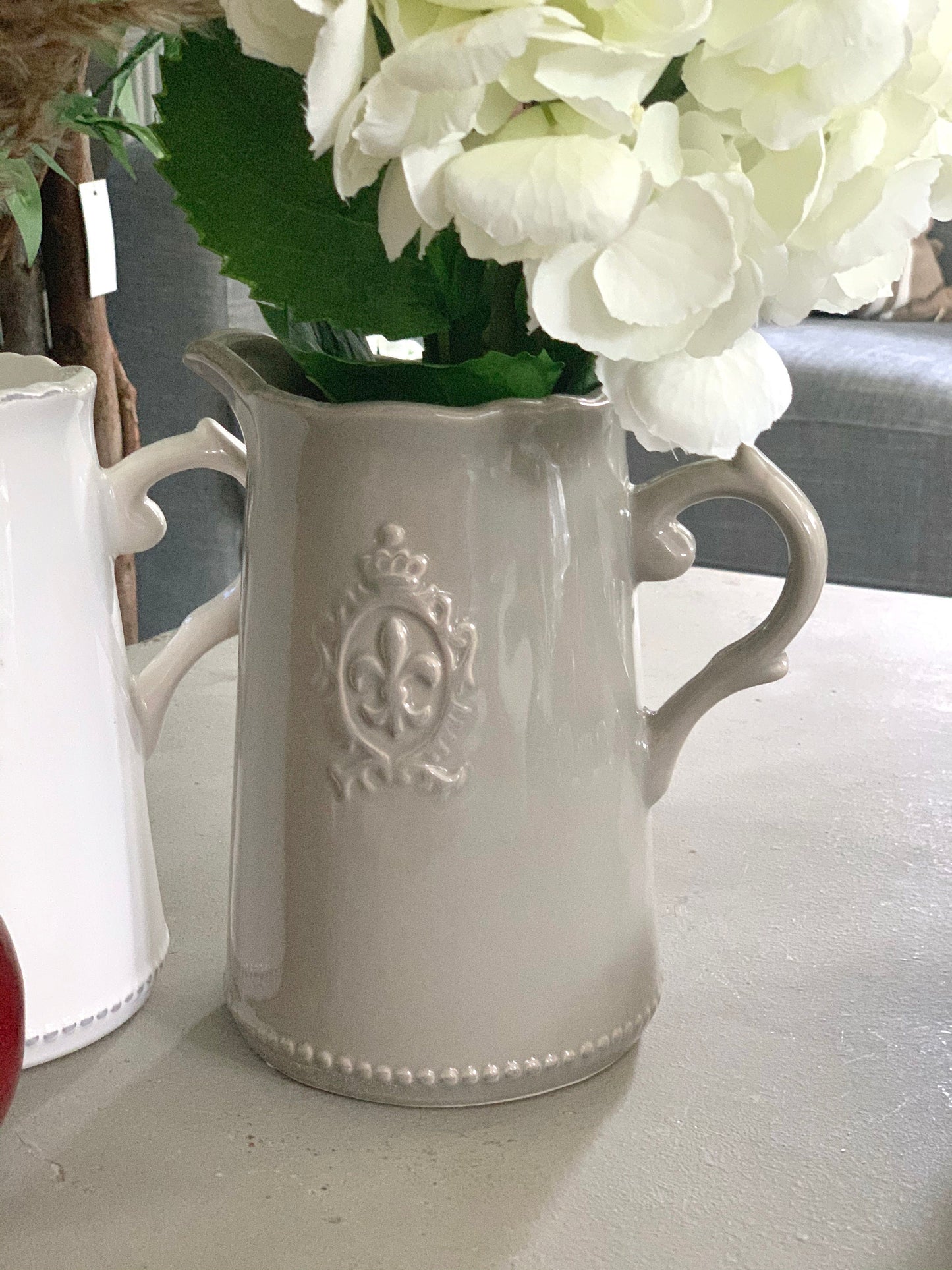 Fleur De Lis Jug, Grey or White