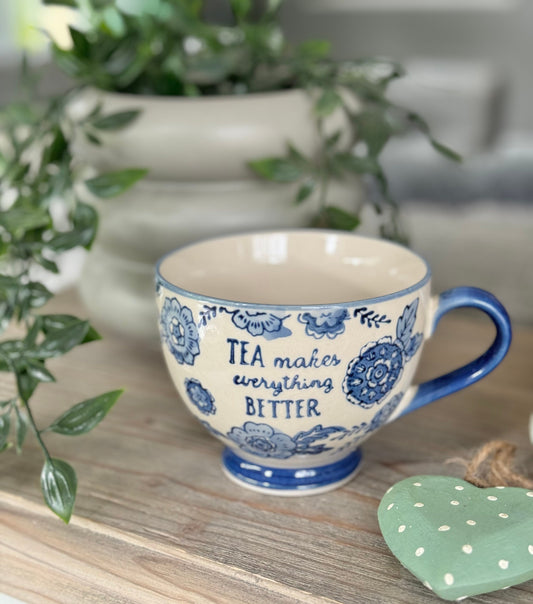 Blue Willow Floral Mug