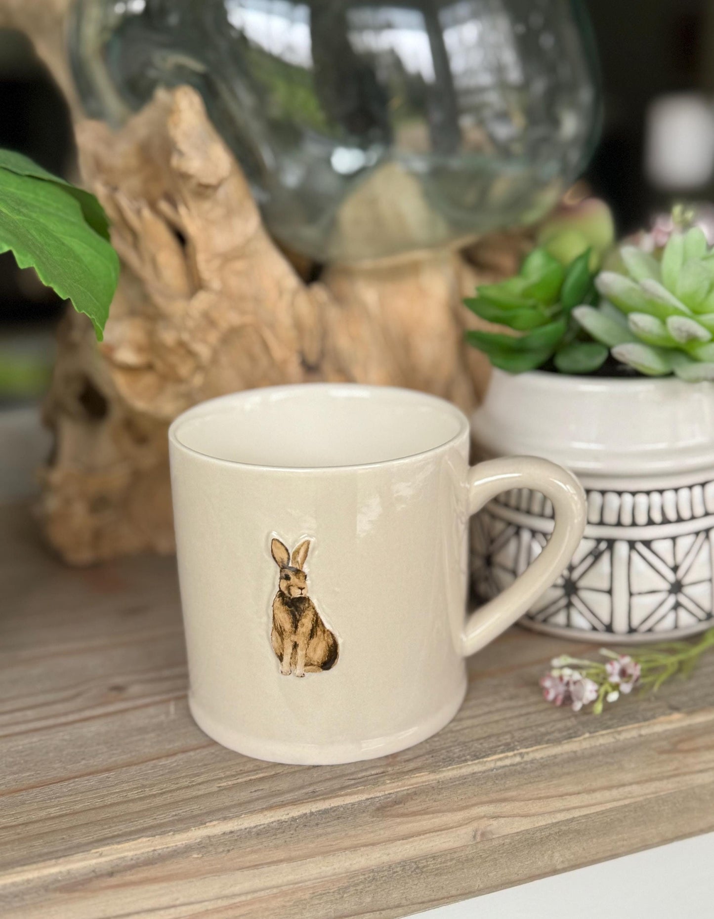 Stoneware Embossed Hare Mug