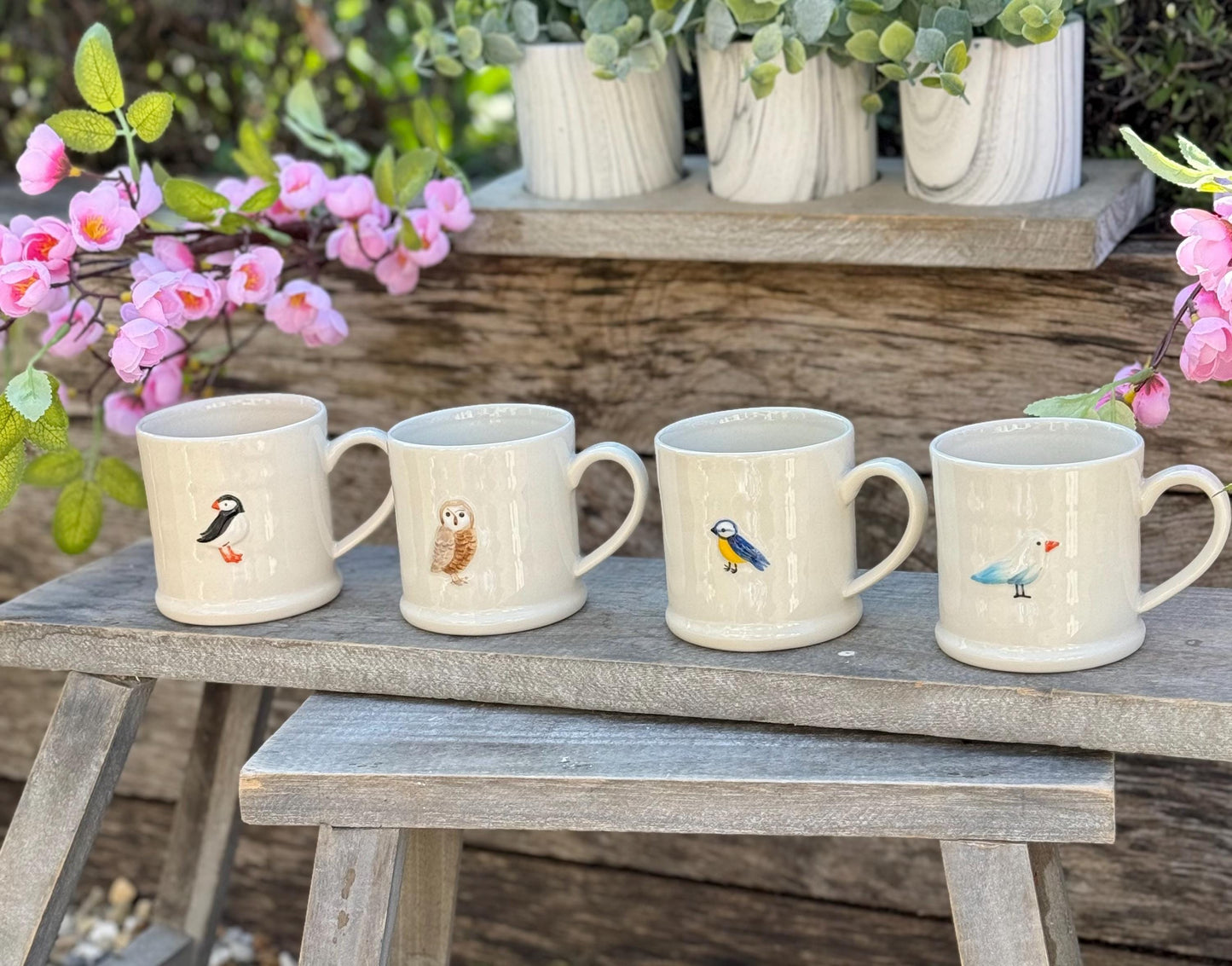 Gisela Graham Embossed Mini Mugs - Birds