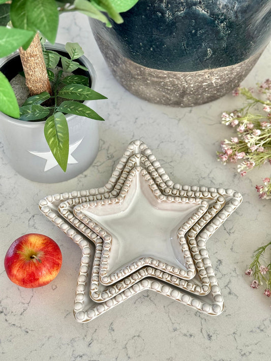 Beaded Star Plates (Set of 3)