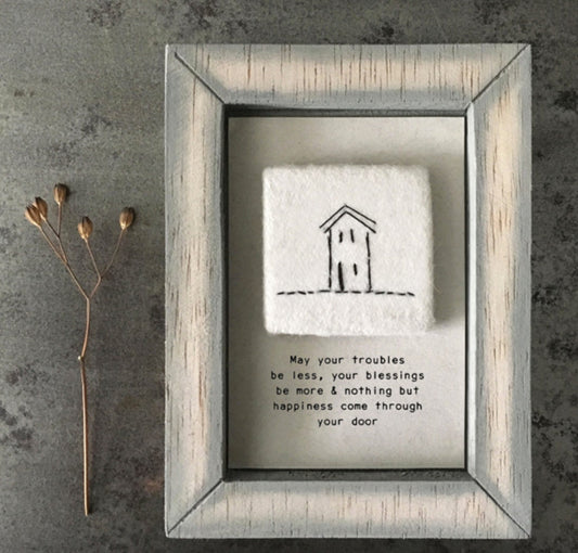 East of India A6 Embroidered Sign - Troubles be less