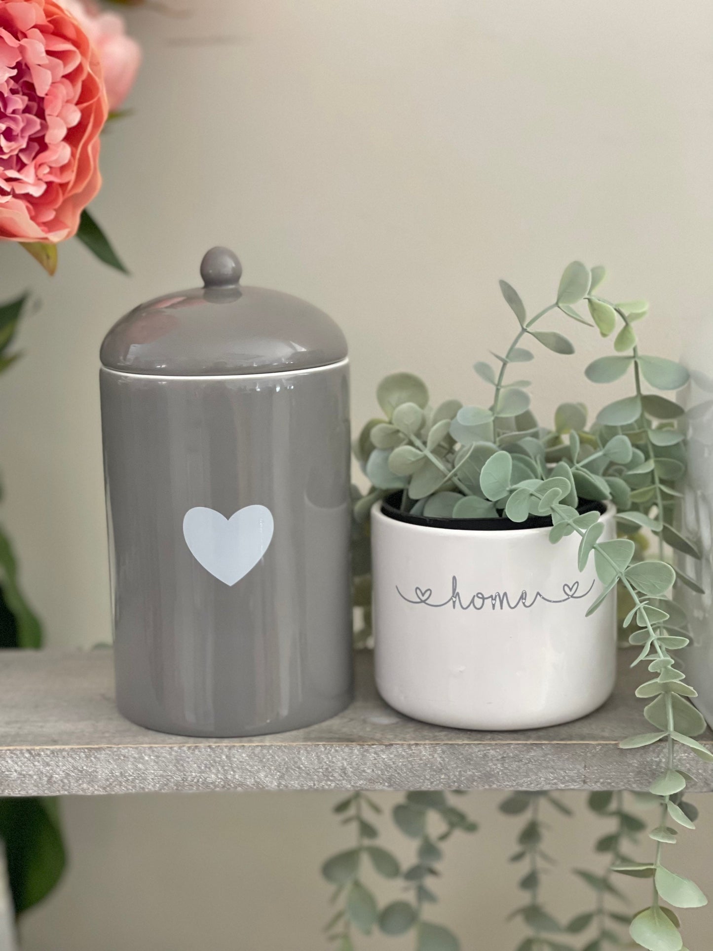 Grey Porcelain Storage Jars with Hearts / Stars