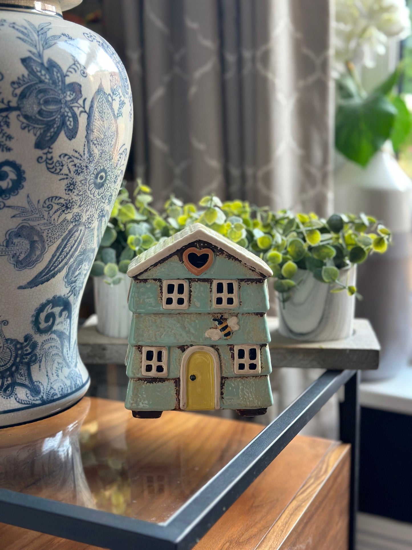 Ceramic Beehive House Aqua Tea light