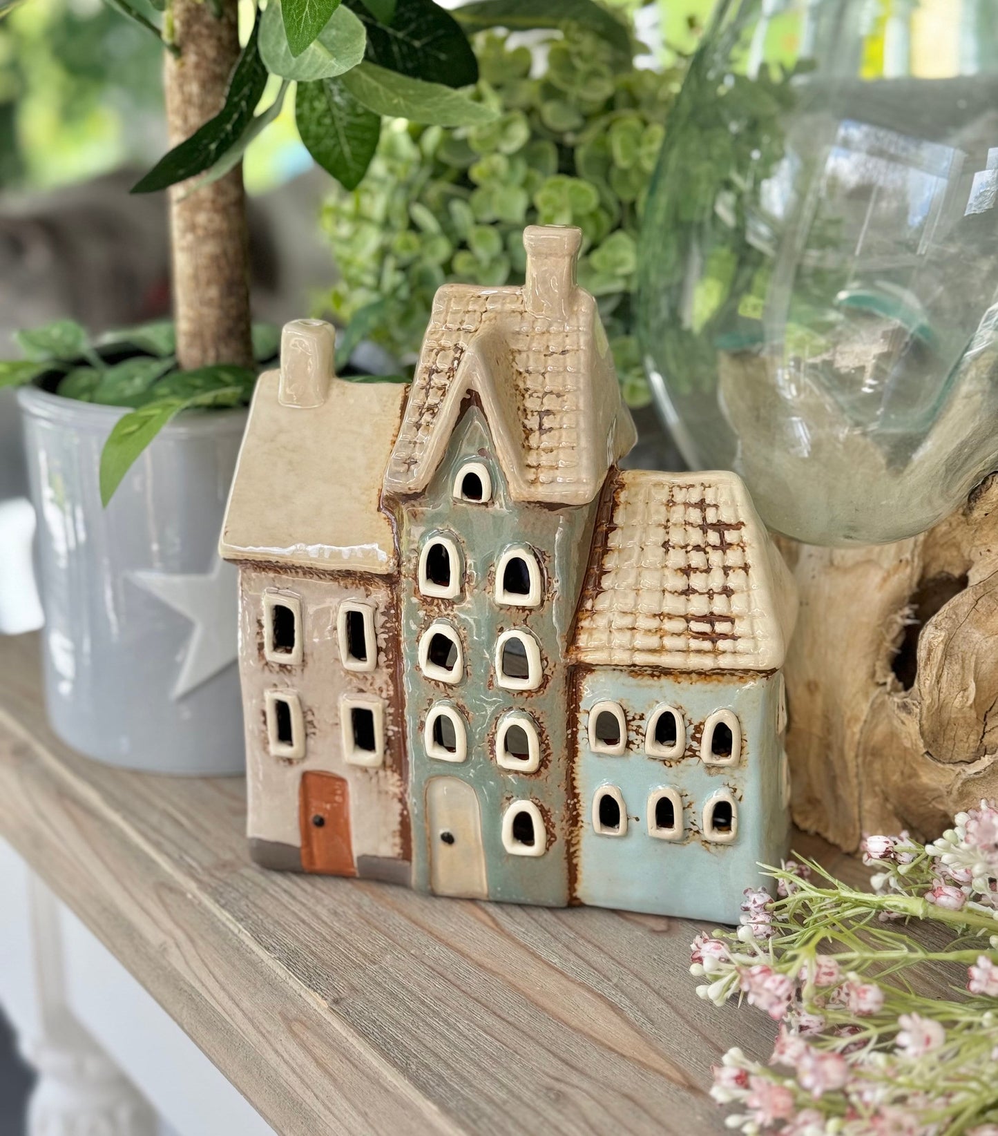 NEW! Tiled Three Houses Tealight Holder