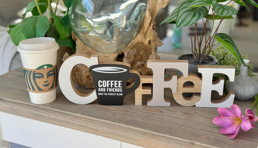 Wooden Coffee with Friends Sign