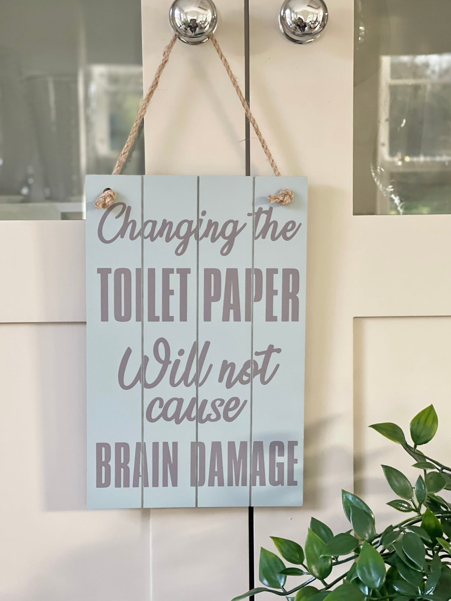 Funny Toilet Paper Wooden Hanging Sign