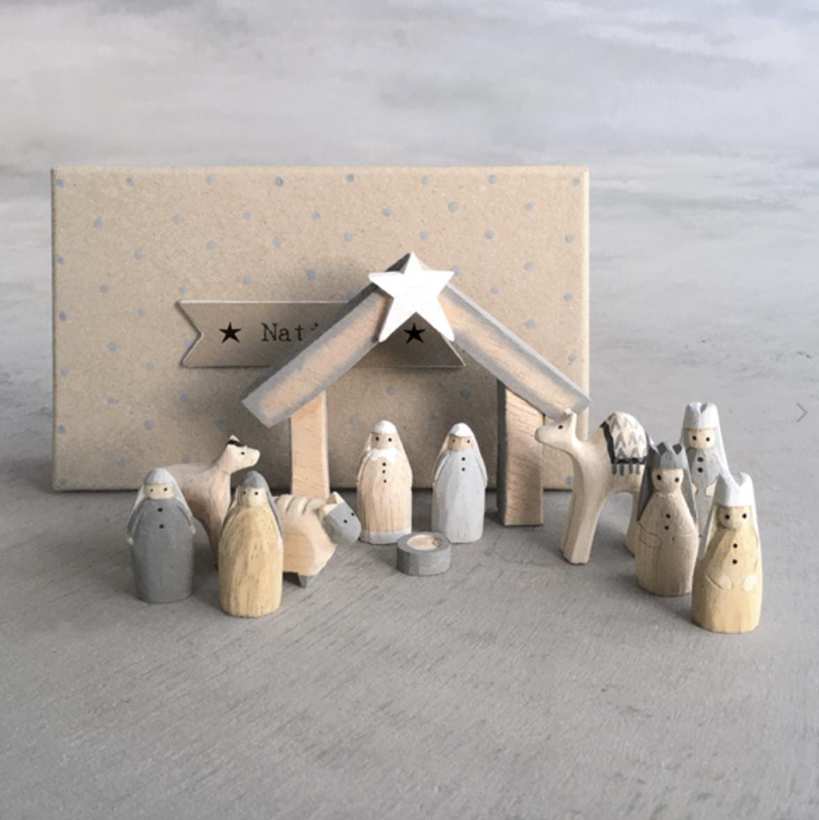 Natural wood little boxed Nativity set