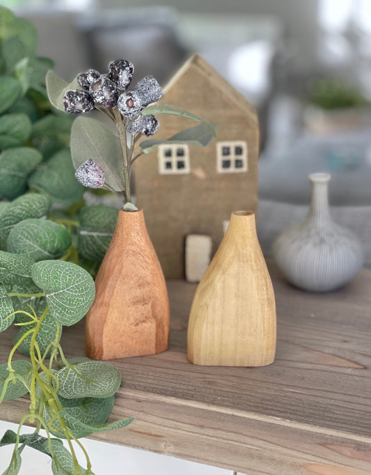 Hand Carved Vase Dark/Light Wood