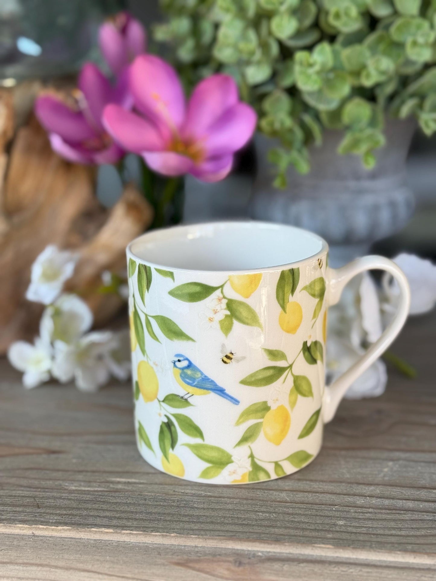 Bone China Mug- Lemons & Blue Tits