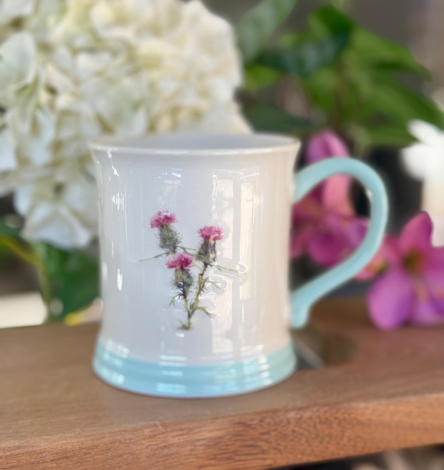 NEW Stoneware Embossed Mug - Rose, Sunflower, Thistle, Bluebells, Daffodil and Poppy